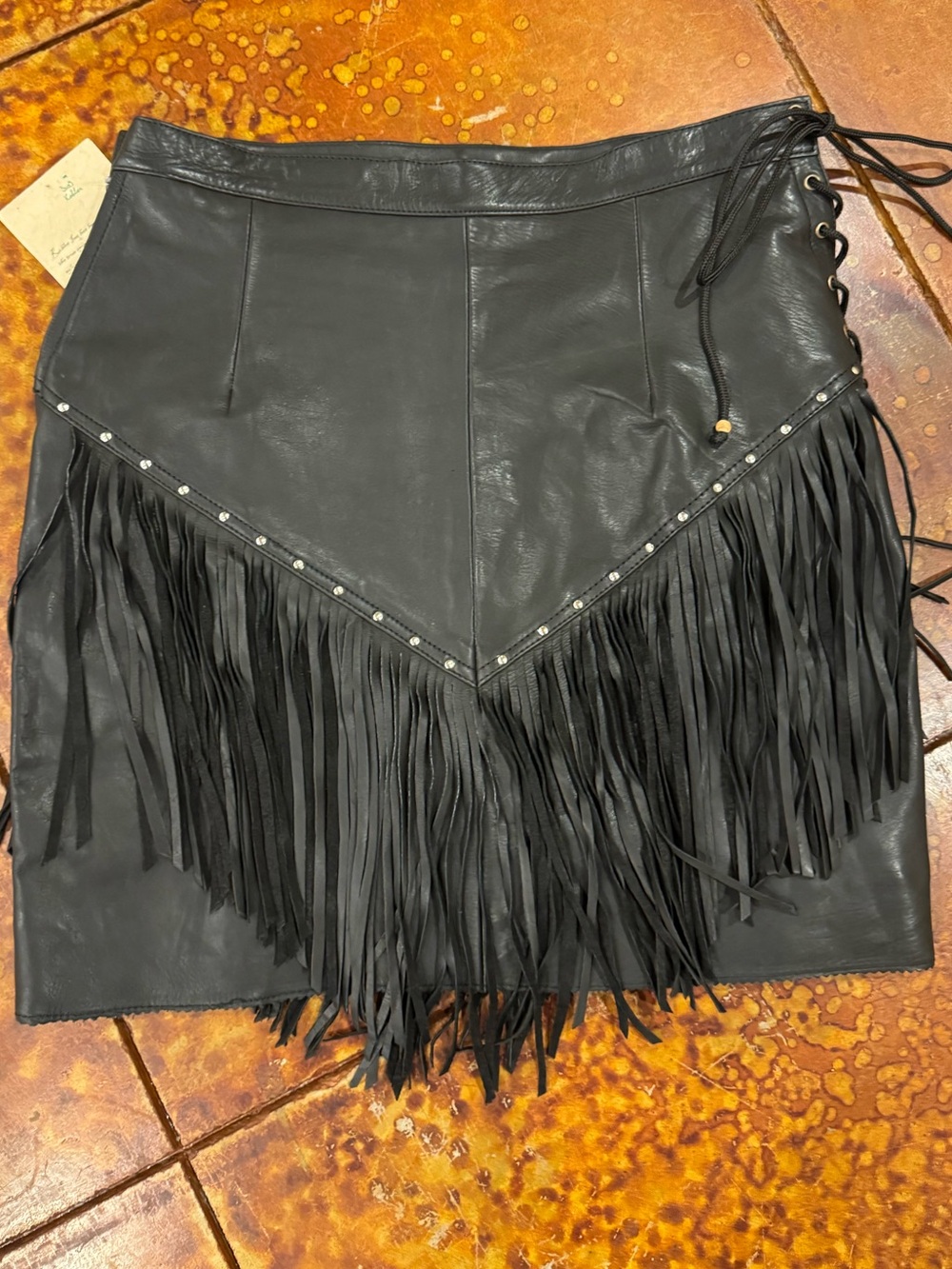 Kobler Leather Fringe Mini Skirt